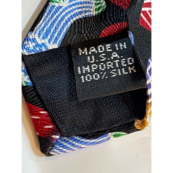 VTG Christmas Stocking Silk Necktie Made In USA 100% Silk Black Festive Design - Picture 3 of 4